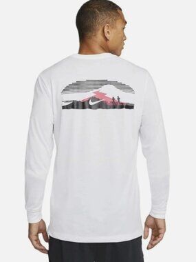 Nike Men's DRI-FIT Trail Long Sleeve Running Shirt (White) Size Small